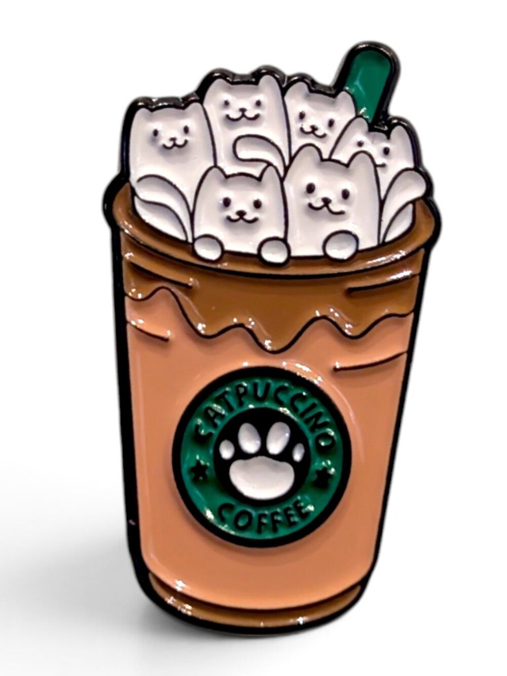 Coffee Enamel Tiny Pin: Catpuccino Latte, Cat Cappuccino Coffee Cup